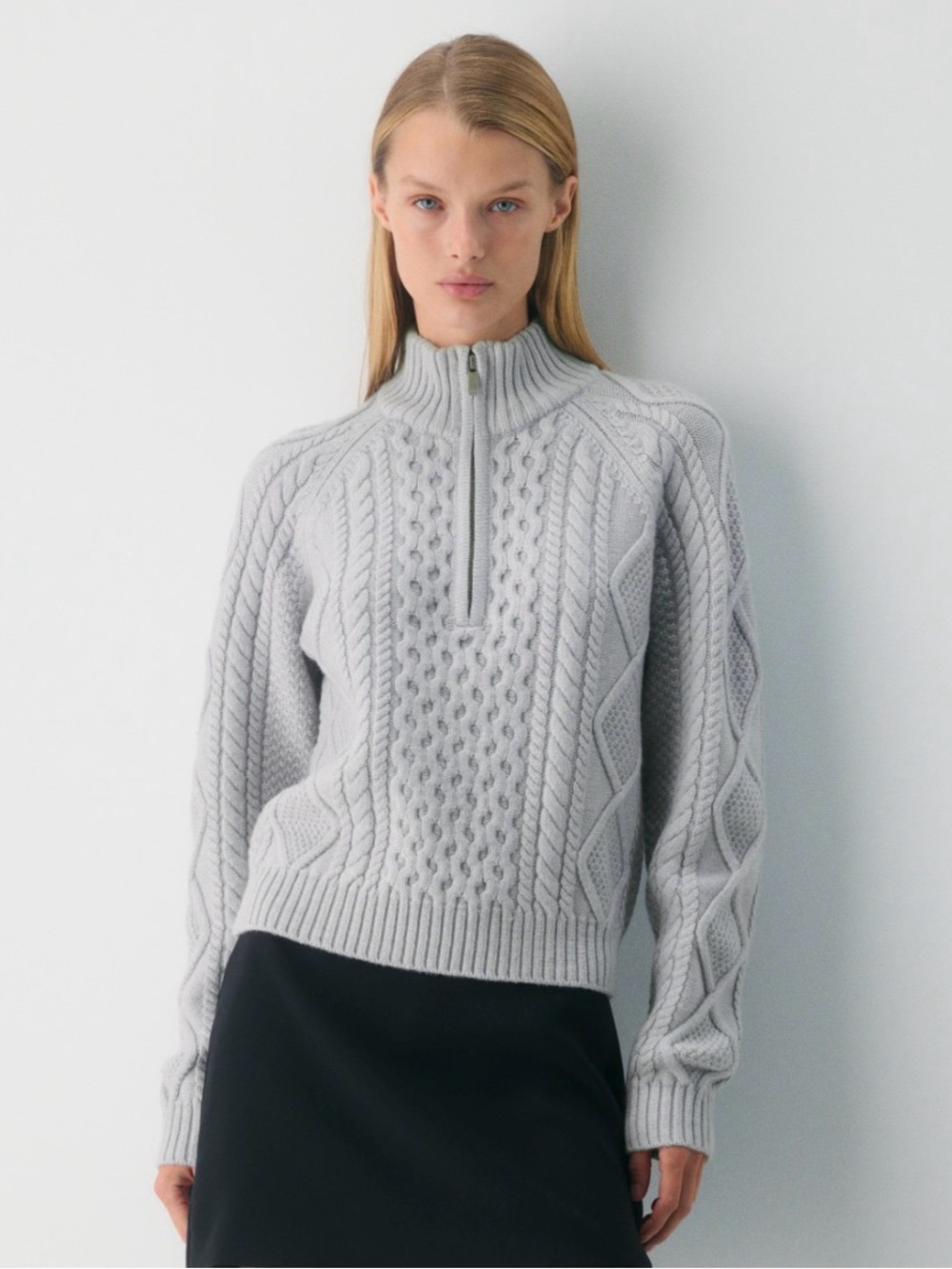 Aritzia Cable Knit Wool Mastery 1/4 Zip